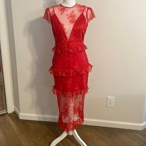 PERFECT HOLIDAY or NY Eve dress. Majorelle Angeli Midi Dress in red medium.
